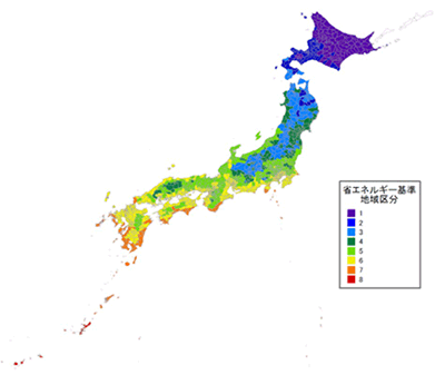 図-1：拡張デグリーデー法における地域区分