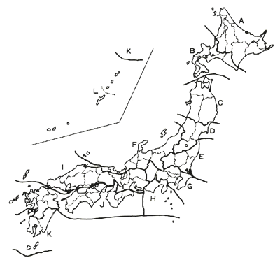 図-1:拡張デグリーデー法における地域区分